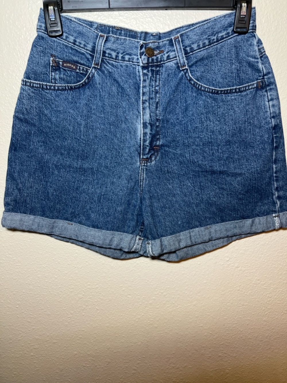 Vintage Riders Size 10 High Rise Jean Shorts Blue Rolled Cuff